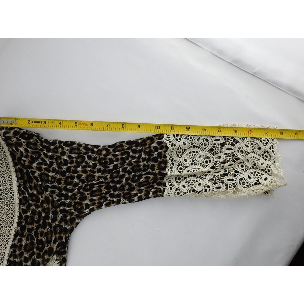 Vintage Passion Concept Leopard Lace Boho Tunic Top Womens Sz M Y2K - Picture 6 of 12